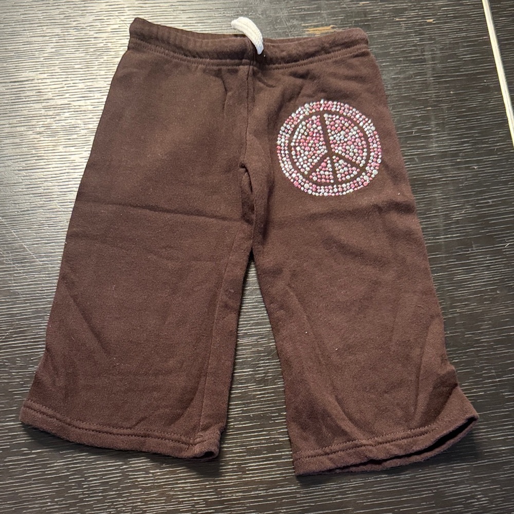Cozy Brown Kids Joggers with Peace Sign